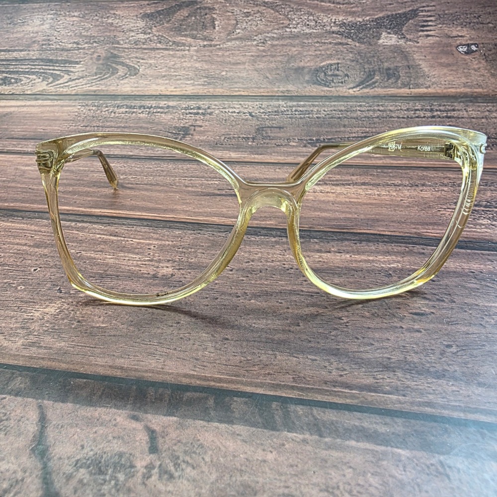 Corning Vintage Oversized Butterfly Eyeglass Frames Champagne Yellow 2067M Korea